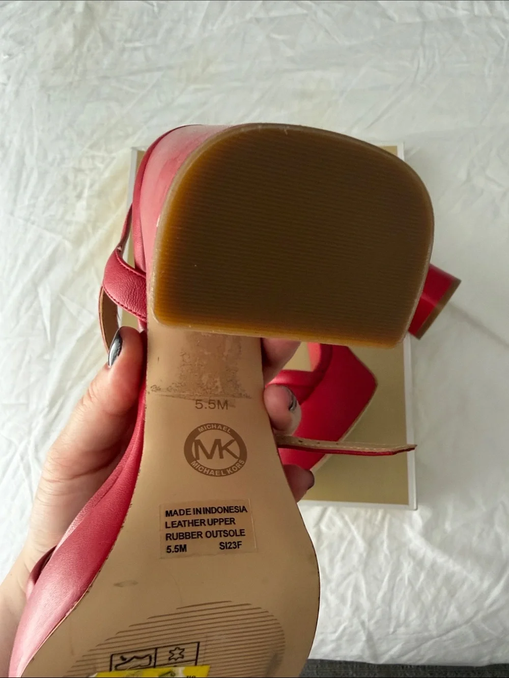 Michael Kors Red Platform Block Heel Sandals